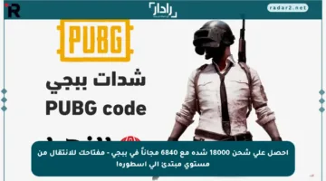 احصل على شحن 18000 شدة مع 6840 مجاناً في ببجي – مفتاحك للانتقال من مستوى مبتدئ إلى أسطورة!